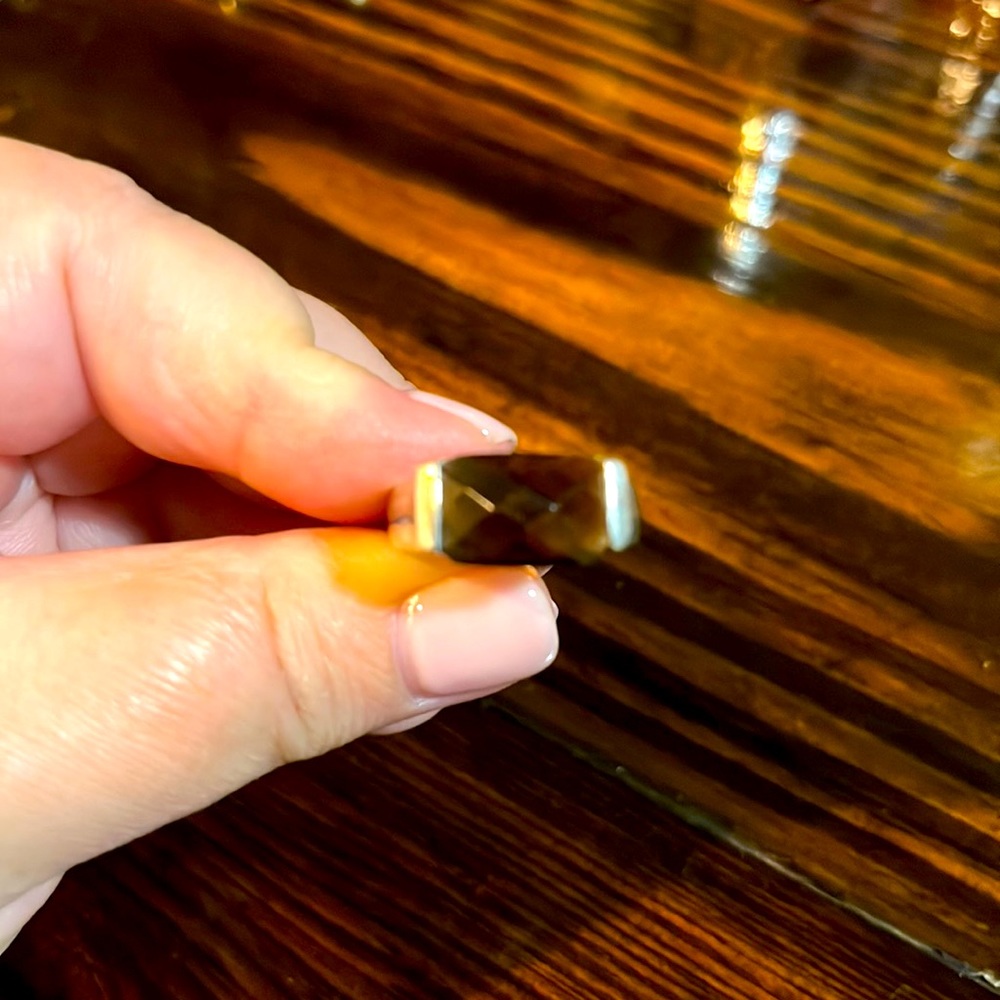 Silver ring with brown stone